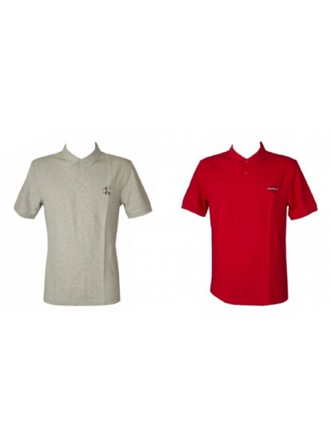Polo uomo mezza manica con colletto e bottoni pique con logo ricamato CK CALVIN 