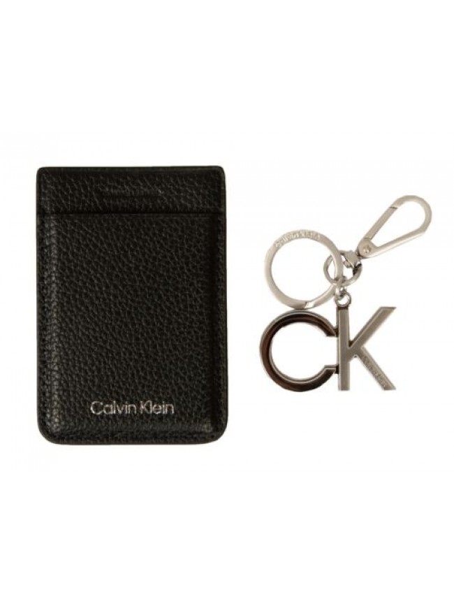 Portachiavi CK CALVIN KLEIN in metall con anello e moschettone cardholder adesiv