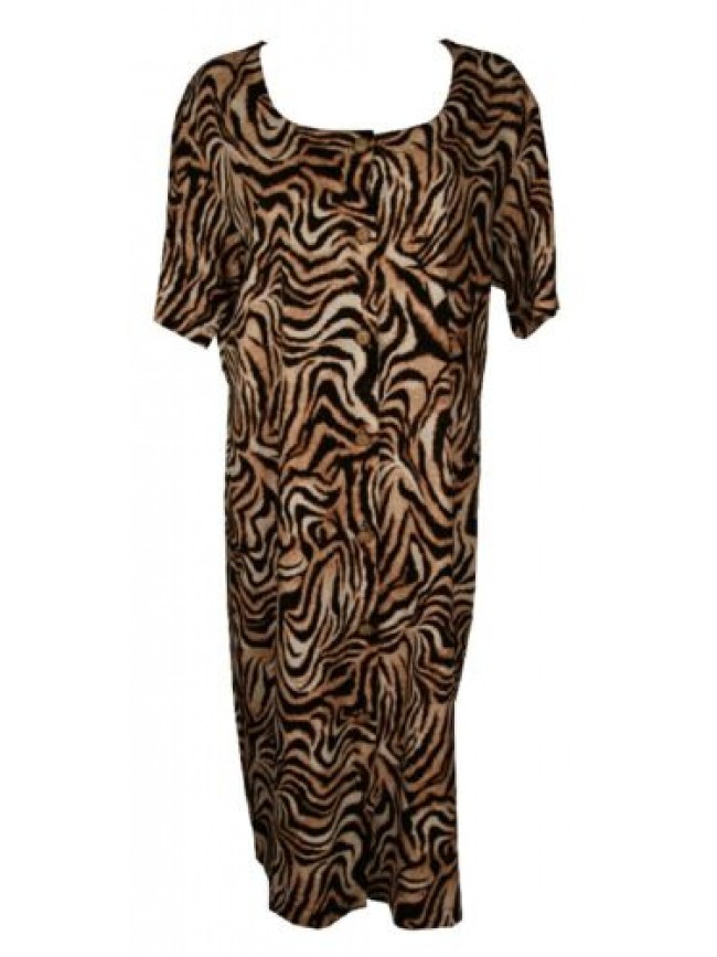 SG Abito donna lungo manica corta vestito aperto bottoni cotone tempo libero ACQ