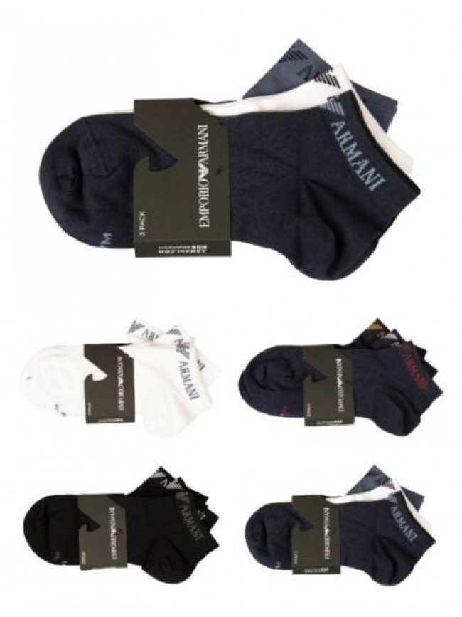 SG Calze uomo EMPORIO ARMANI 3 paia di calze corte fantasmino girocaviglia calzi