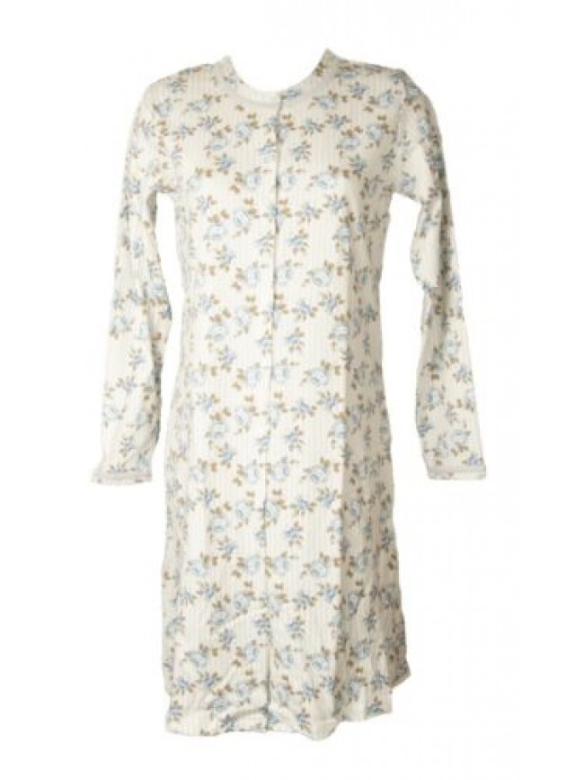 SG Camicia da notte donna RAGNO aperta davanti invernale manica lunga cotone int