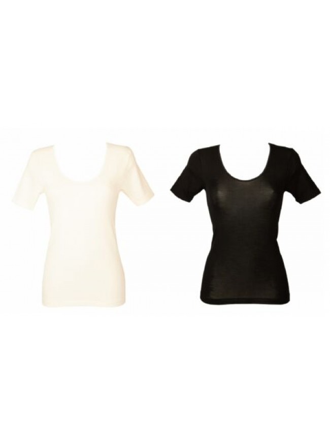 SG Camiciola donna EGI mezza manica 85% lana e 15% seta  bordo in raso articolo 