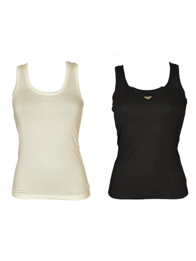 SG Canotta donna EMPORIO ARMANI  viscosa spalla larga con logo di strass articol