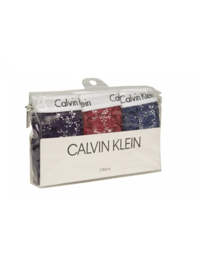 SG Confezione 3 slip donna CK CALVIN KLEIN tripack mutande elastico a vista unde
