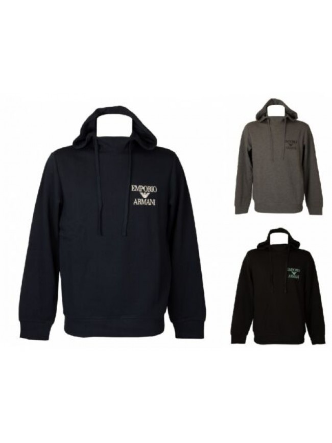 SG Felpa uomo EMPORIO ARMANI con cappuccio e logo ricamato felpata invernale art