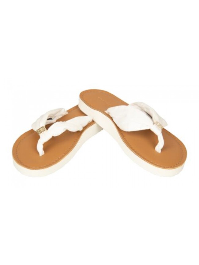 SG Infradito donna TOMMY HILFIGER lacci in tessuto e placchetta con logo articol
