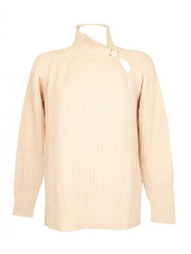 SG Maglia donna RAGNO con colletto manica lunga finezza 7 con bottone lato winte