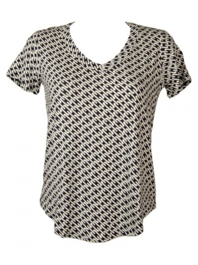 SG Maglia donna RAGNO manica corta t-shirt maglietta scollo v viscosa articolo D