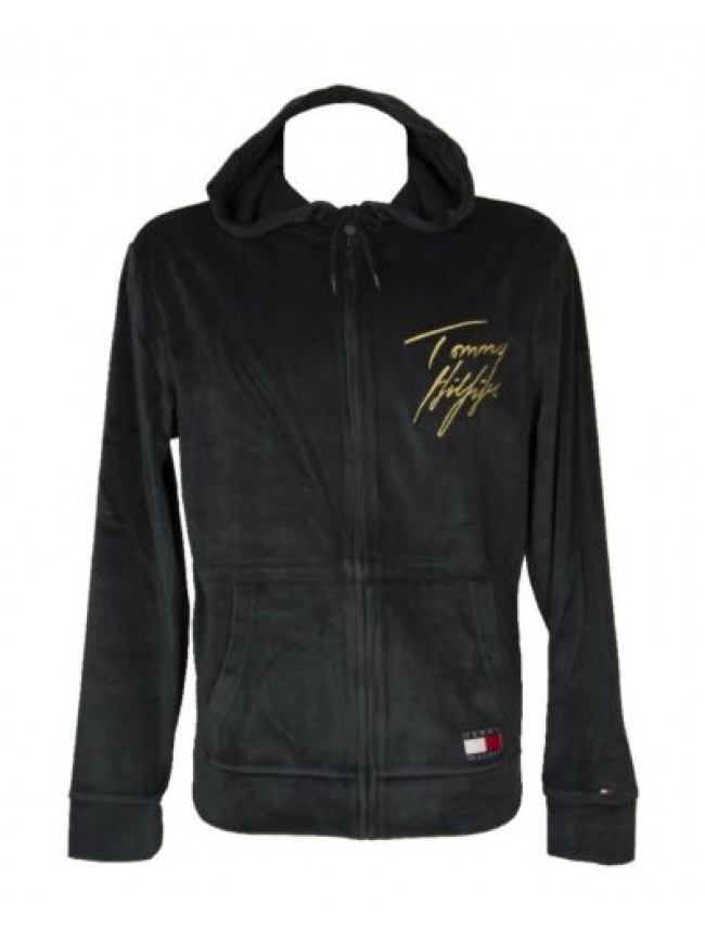 SG Maglia felpa uomo ciniglia aperta con zip cappuccio e tasche TOMMY HILFIGER a