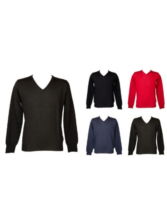SG Maglia pullover uomo  RAGNO scollo V manica lunga pura lana merino extra fine