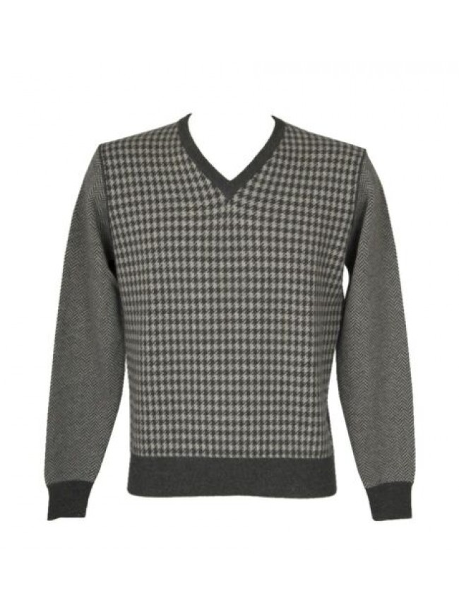 SG Maglia pullover uomo manica lunga scollo a V pura lana merino extrafine FERRA