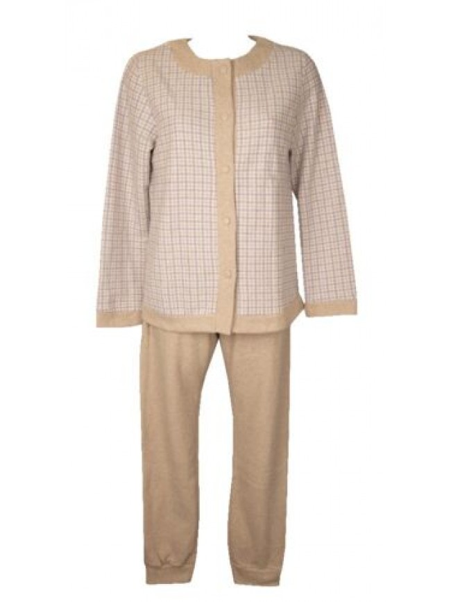 SG Pigiama donna RAGNO aperto davanti cotton eco pile punto milano caldo e morbi
