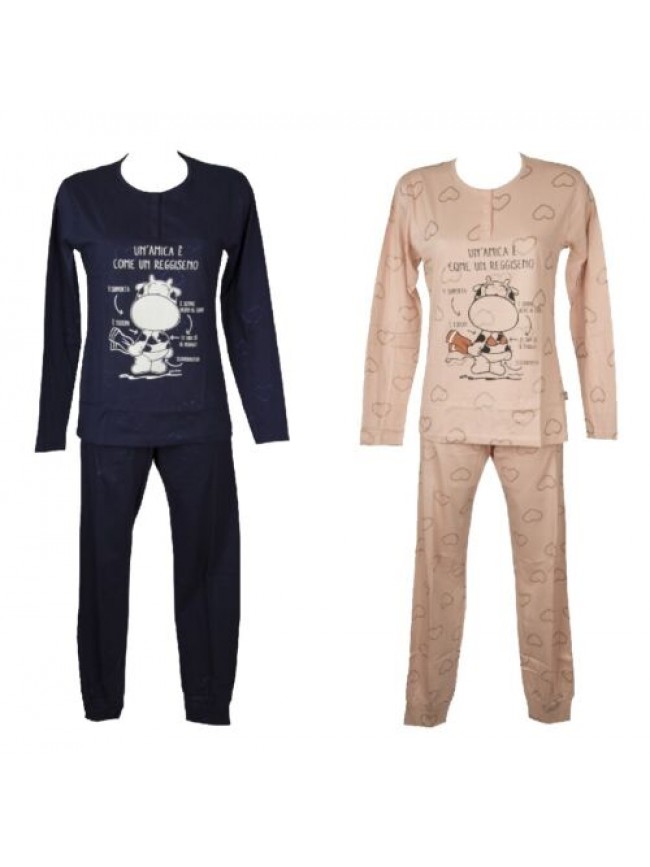 SG Pigiama donna cotone manica lunga collo serafino estivo CRAZY FARM articolo 1