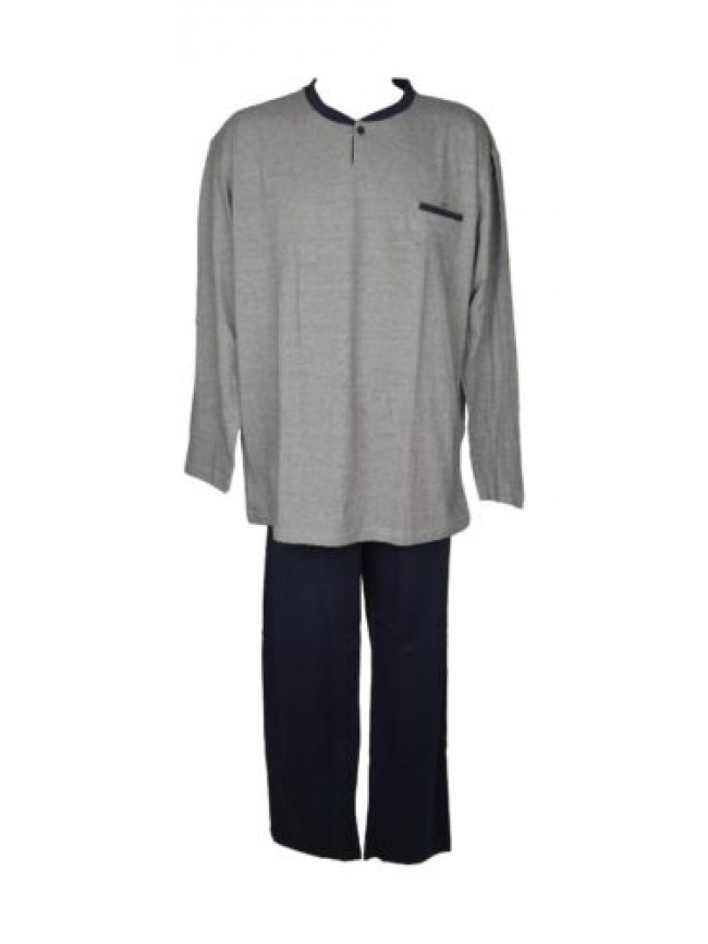 SG Pigiama uomo ALPINA cotone estivo maglia manica lunga collo serafino pantalon