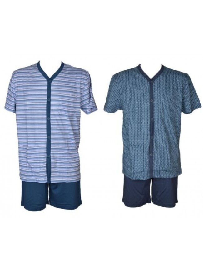 SG Pigiama uomo RAGNO corto maglia mezza manica aperto davanti in maglina di cot