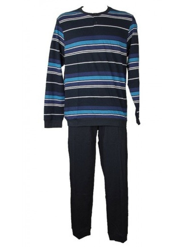 SG Pigiama uomo RAGNO cotone estivo manica lunga collo serafino con polsini arti