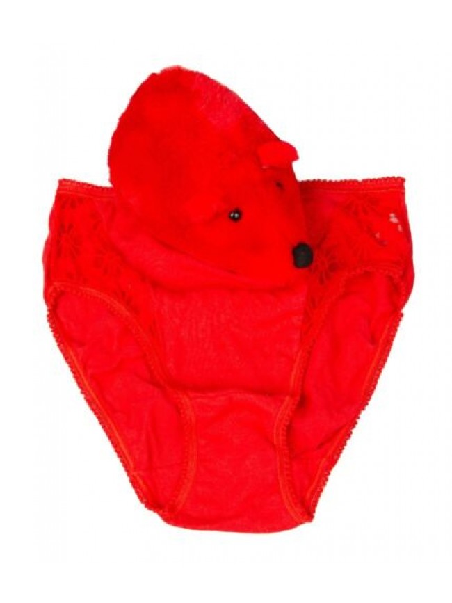 SG Slip bimba GLICINE bambina femmina baby cotone con pizzo con topino di peluch