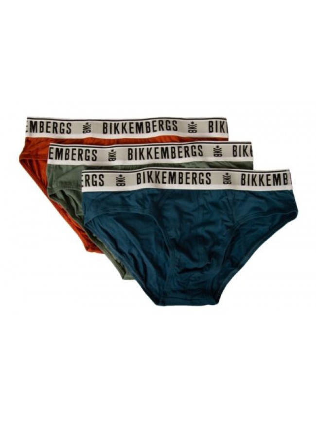 SG Slip uomo BIKKEMBERGS confezione 3 capi mutande elastico a vista cotone elast