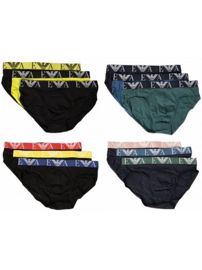 SG Slip uomo EMPORIO ARMANI confezione 3 pezzi mutande elastico a vista cotone e
