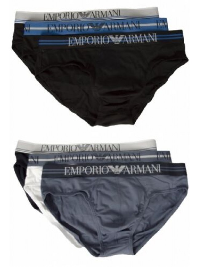 SG Slip uomo EMPORIO ARMANI confezione 3 pezzi mutande elastico a vista cotone e