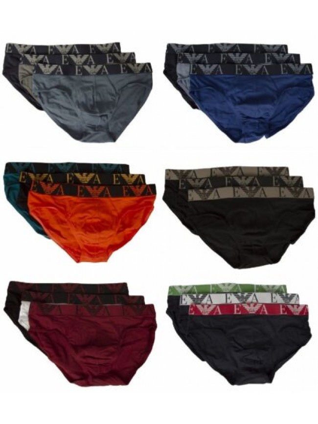 SG Slip uomo EMPORIO ARMANI confezione 3 pezzi mutande elastico a vista cotone e