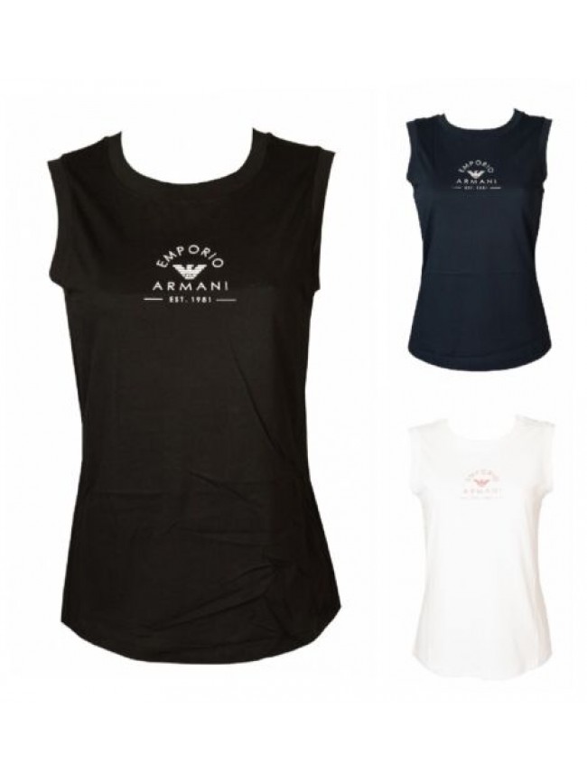 SG Smanicato donna EMPORIO ARMANI canottiera canotta spalla larga logo stampato 