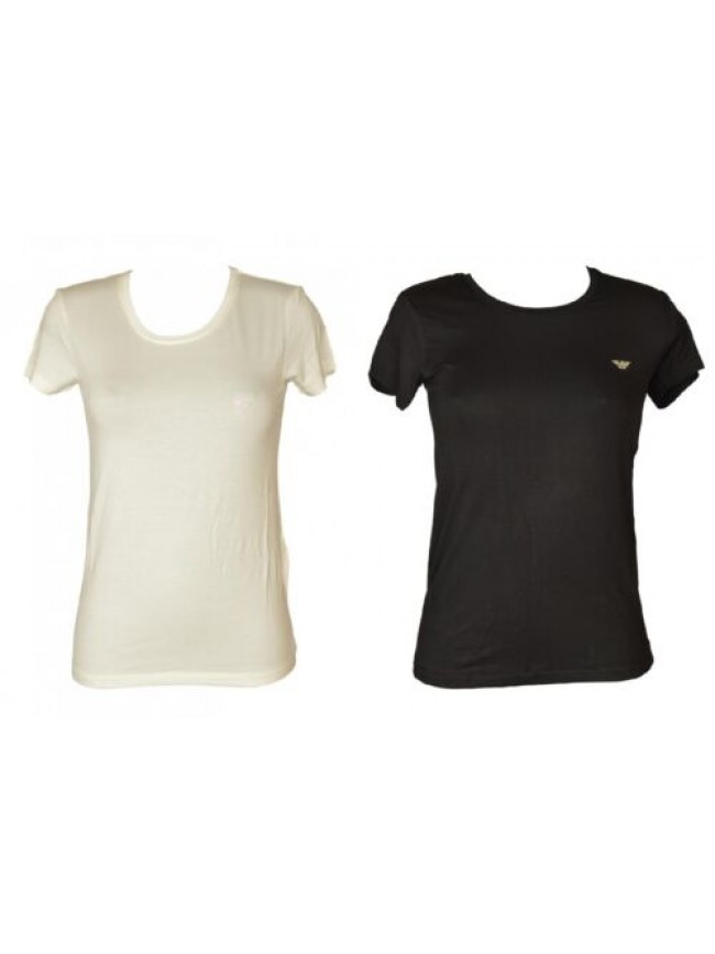 SG T-shirt donna EMPORIO ARMANI manica corta girocollo viscosa con logo di stras