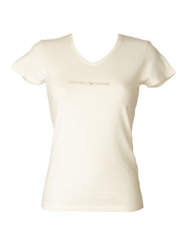 SG T-shirt donna EMPORIO ARMANI manica corta scollo v maglietta cotone elasticiz