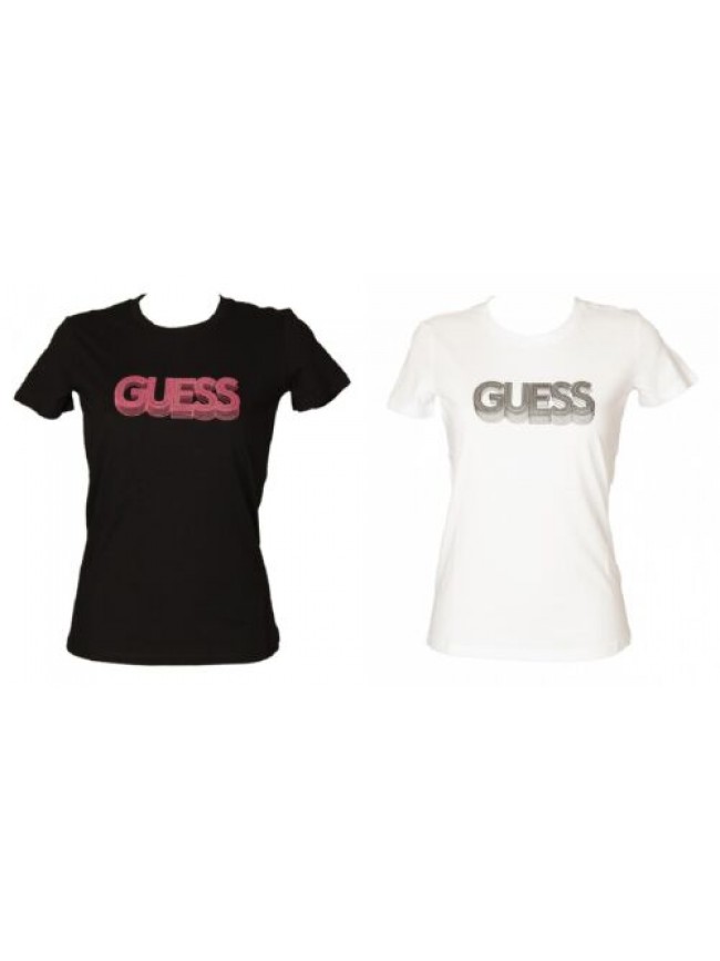 SG T-shirt donna GUESS maglietta manica corta girocollo con logo puro cotone art