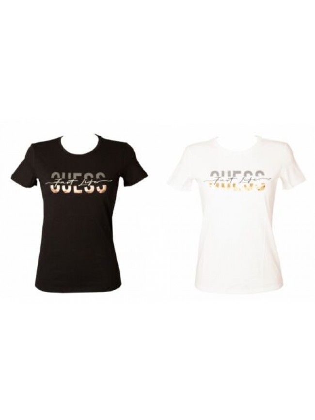 SG T-shirt donna GUESS maglietta manica corta girocollo con logo stampato puro c