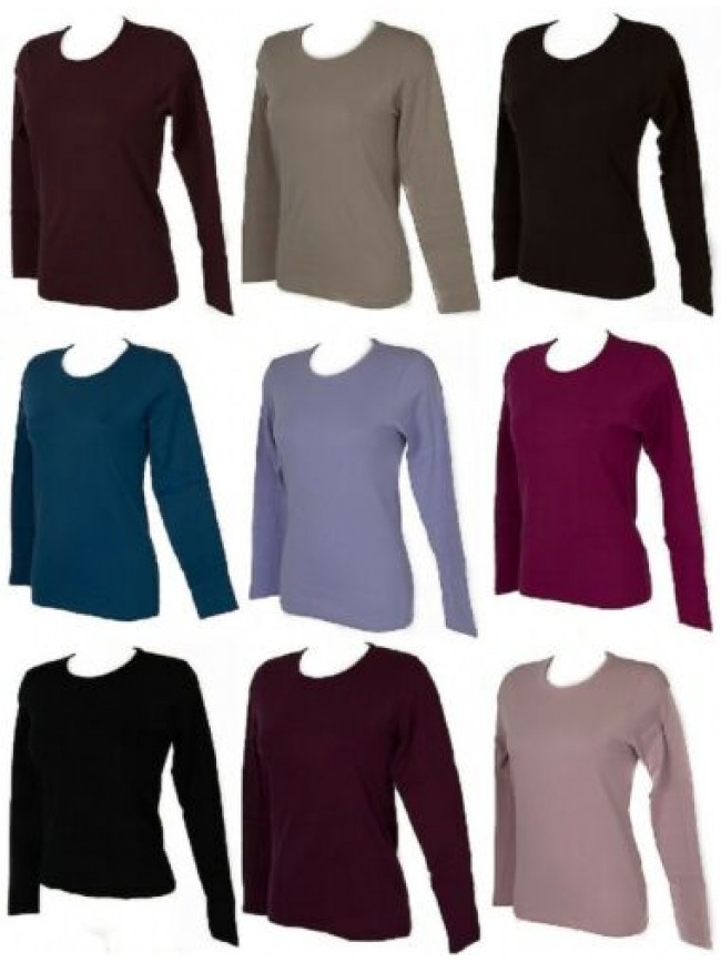 SG T-shirt girocollo donna manica lunga caldo cotone RAGNO articolo 074529