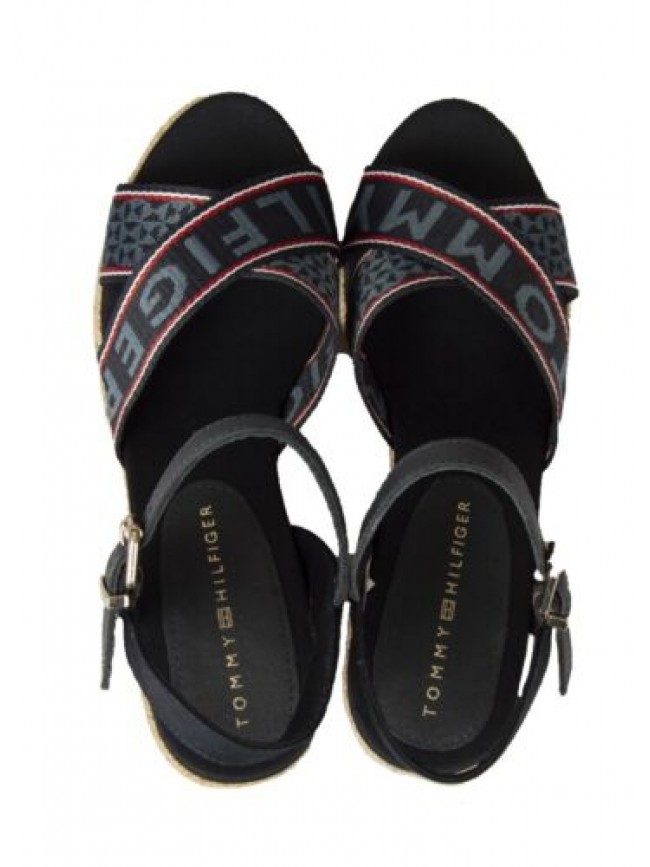 Sandalo donna TH TOMMY HILFIGER con incrocio  zeppa e agganciatura alla caviglia