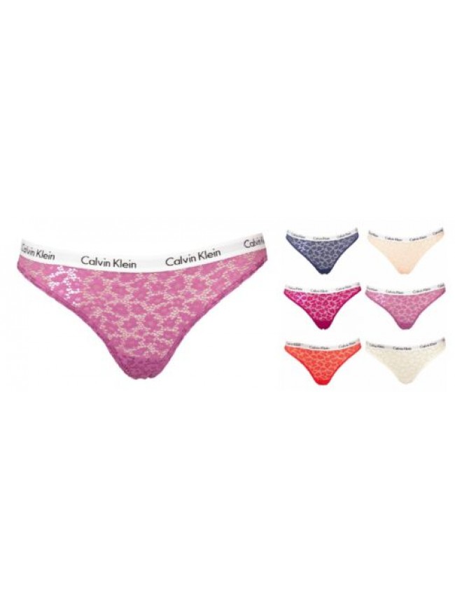 Slip donna CALVIN KLEIN mutanda pizzo con elastico a vista logato tassello in co