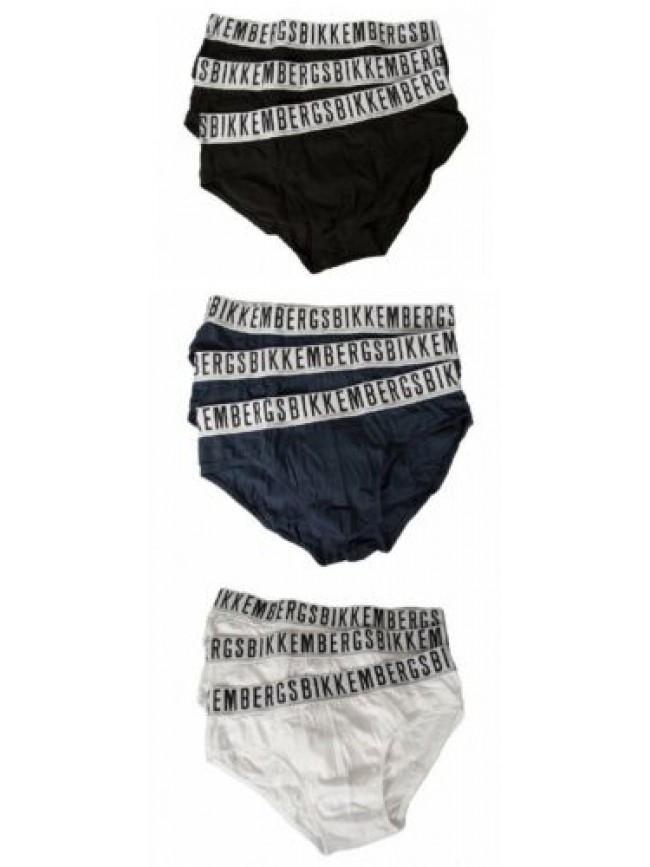Slip uomo BIKKEMBERGS confezione 3 pezzi mutande elastico a vista cotone elastic