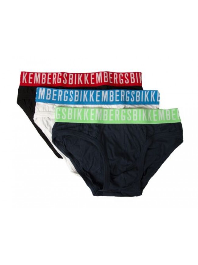 Slip uomo BIKKEMBERGS confezione 3 pezzi mutande elastico a vista cotone elastic