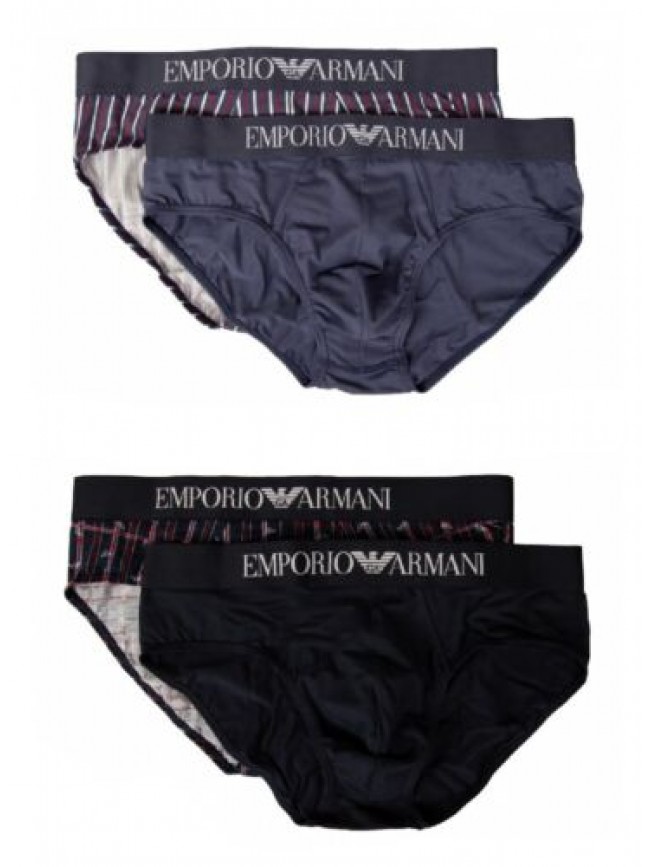 Slip uomo EMPORIO ARMANI confezione 2 pezzi elastico a vista mutanda bipack unde