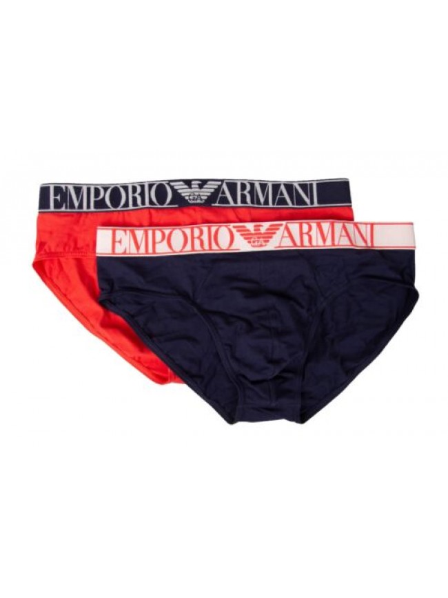 Slip uomo EMPORIO ARMANI confezione 2 pezzi elastico a vista mutanda bipack unde