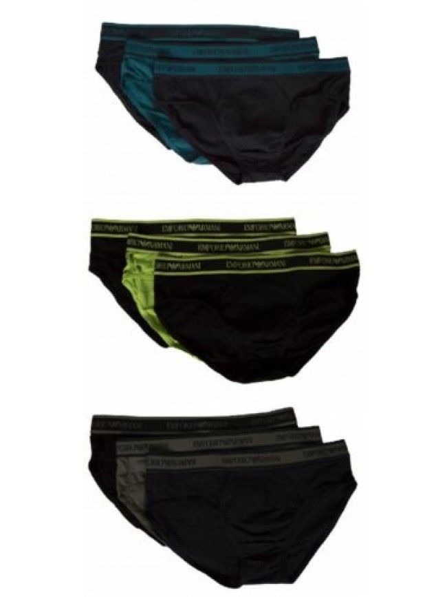 Slip uomo EMPORIO ARMANI confezione 3 pezzi mutande elastico a vista cotone elas