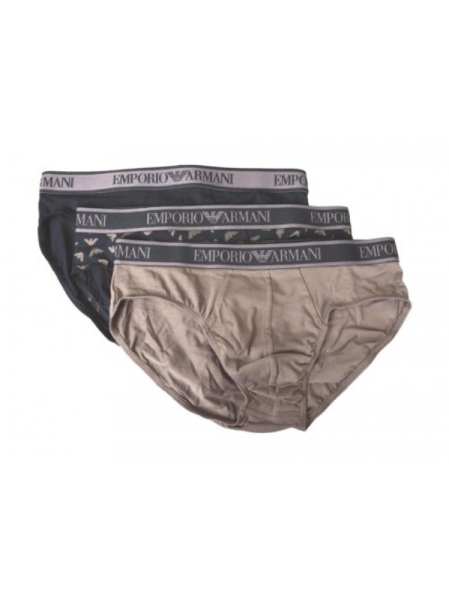 Slip uomo EMPORIO ARMANI confezione 3 pezzi mutande elastico a vista cotone elas