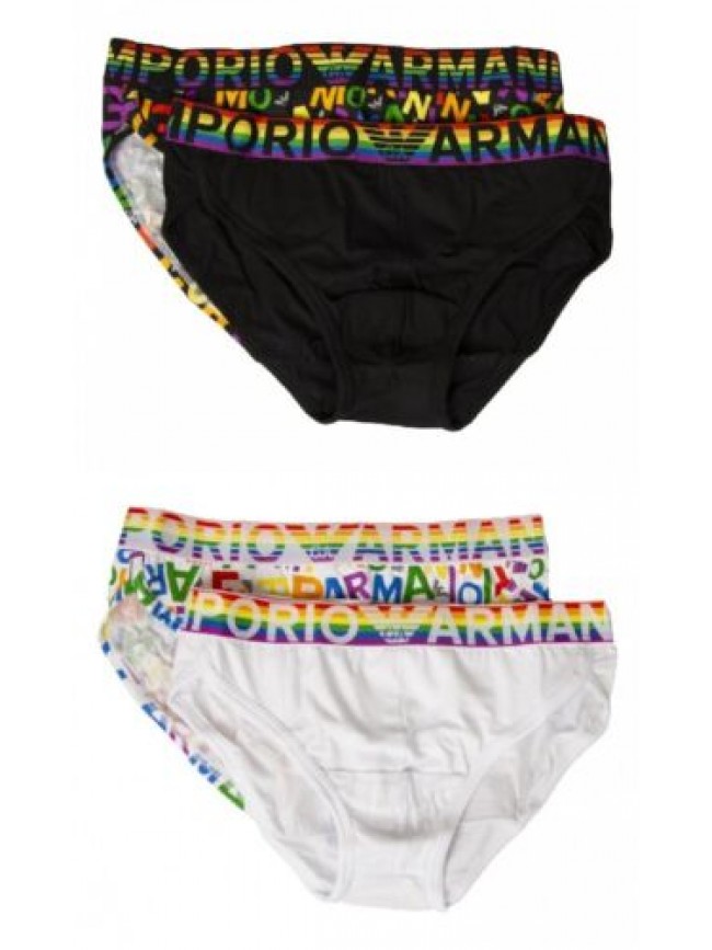 Slip uomo EMPORIO ARMANI mutanda confezione 2 pezzi elastico a vista cotone elas