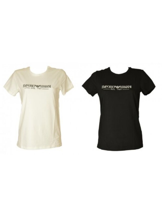 T-shirt donna EMPORIO ARMANI manica corta girocollo con logo ricamato cotone ela