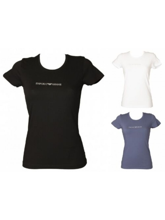 T-shirt donna EMPORIO ARMANI manica corta girocollo con logo strass articolo 163