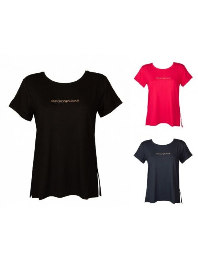 T-shirt donna EMPORIO ARMANI manica corta girocollo morbida con spacchi laterali