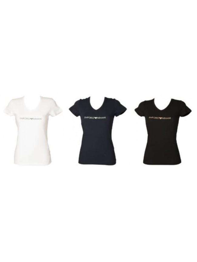 T-shirt donna EMPORIO ARMANI manica corta scollo v maglietta cotone elasticizzat