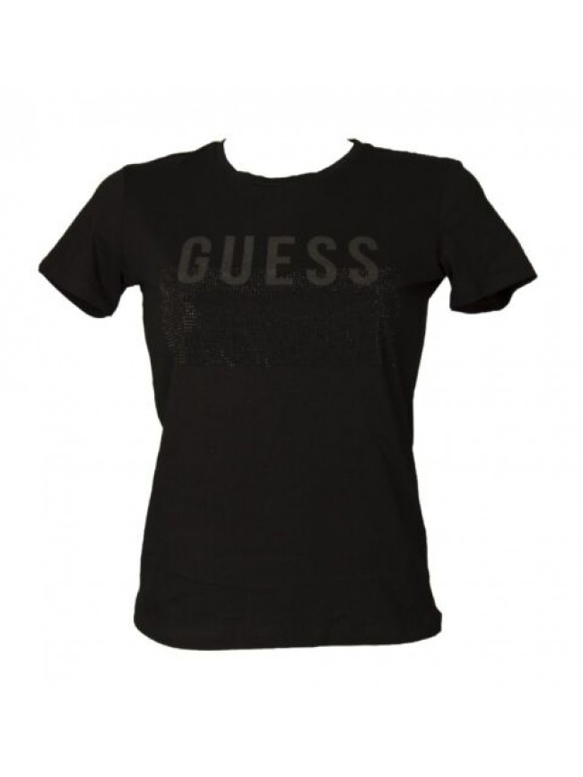 T-shirt donna GUESS maglietta manica corta girocollo con logo puro cotone artico