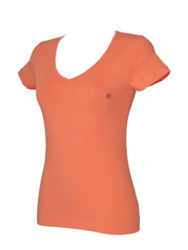 T-shirt donna manica corta scollo v maglietta elasticizzata EMPORIO ARMANI artic