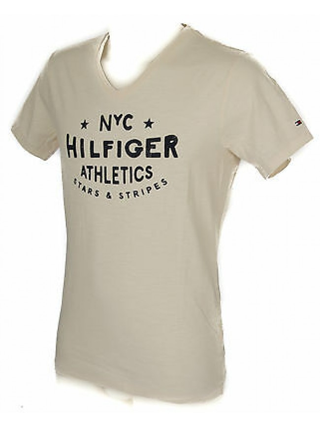 T-shirt maglietta V uomo TOMMY HILFIGER a. 2S87905126 taglia XL col. 185 EGGNOG