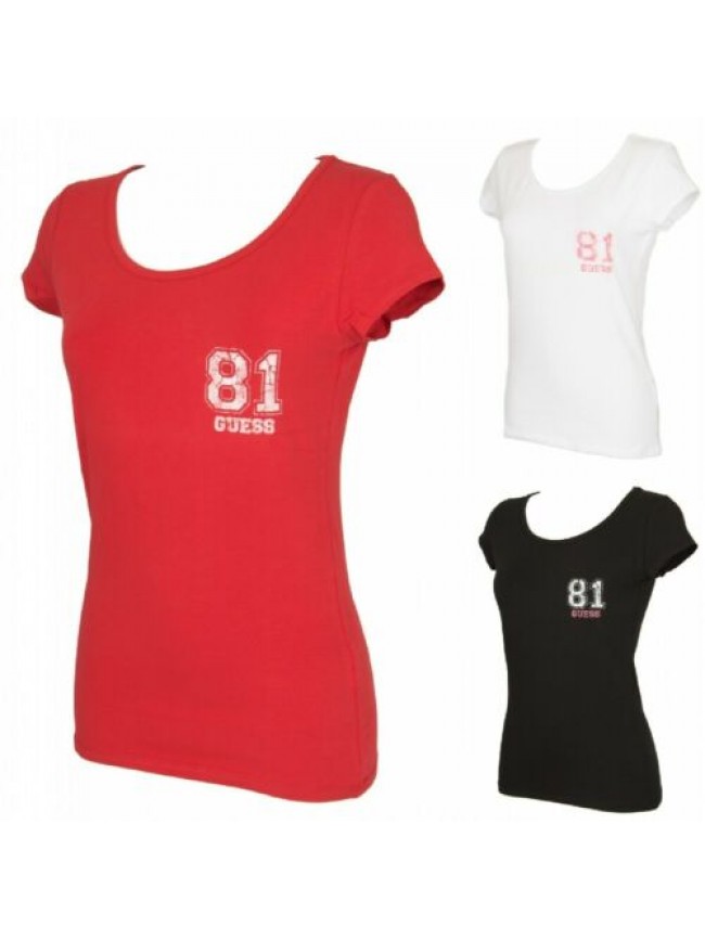 T-shirt maglietta donna manica corta girocollo cotone strech GUESS articolo UE3O