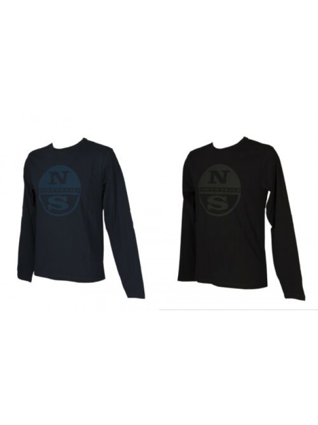 T-shirt maglietta uomo girocollo manica lunga maglia in cotone con stampa NORTH 