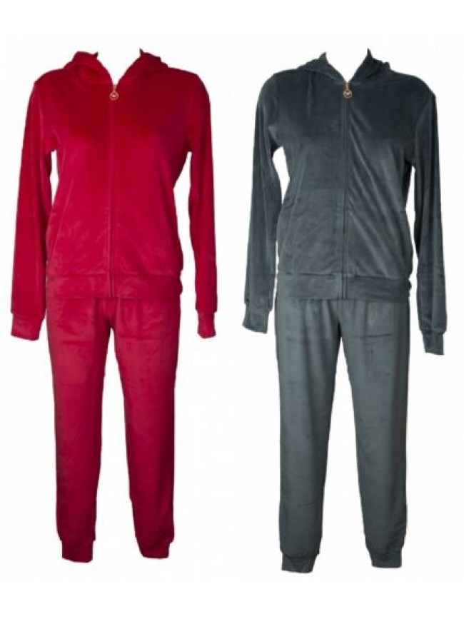 Tuta donna EMPORIO ARMANI completo morbido e caldo maglia aperta con zip e cappu